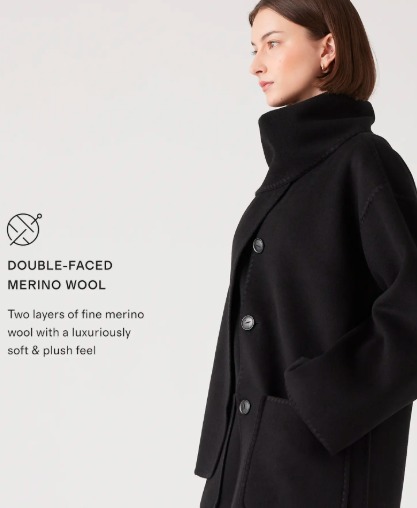 Double-Faced Merino Wool Scarf Coat - Image 4