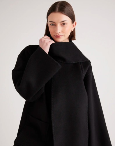Double-Faced Merino Wool Scarf Coat - Image 5