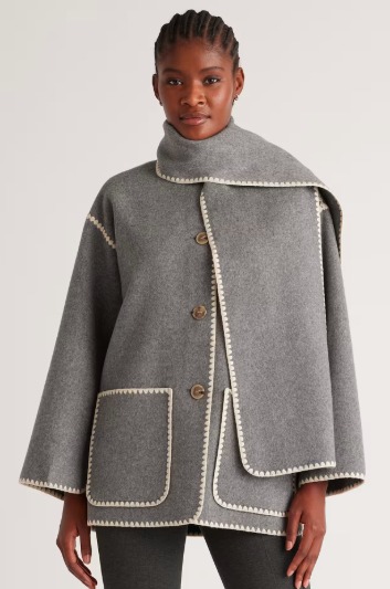 Double-Faced Merino Wool Scarf Coat - Image 6