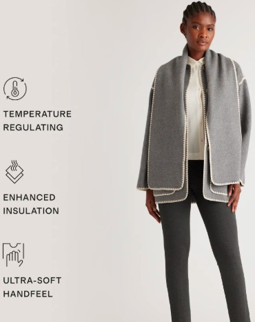 Double-Faced Merino Wool Scarf Coat - Image 7