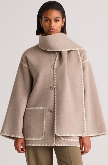 Double-Faced Merino Wool Scarf Coat