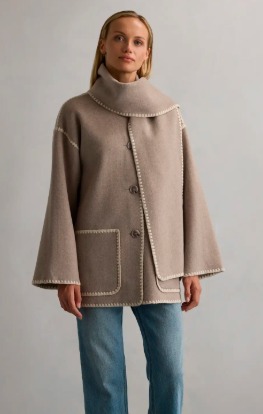 Double-Faced Merino Wool Scarf Coat