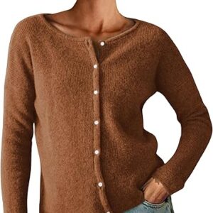 Lviefent Women Knit Cardigans Lightweight Casual Crew