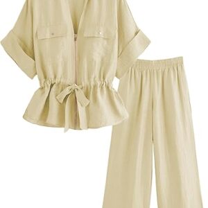 Mingzhu Women's 2 Piece Outfits Short Sleeve