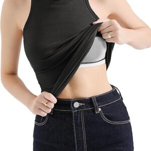 SUUKSESS Women Padded Cotton Ribbed Tank Tops