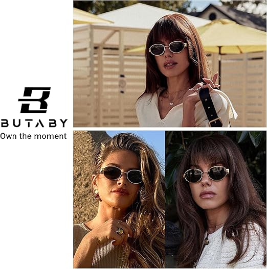 BUTABY Retro Oval Sunglasses for Women Men Designer - Image 7