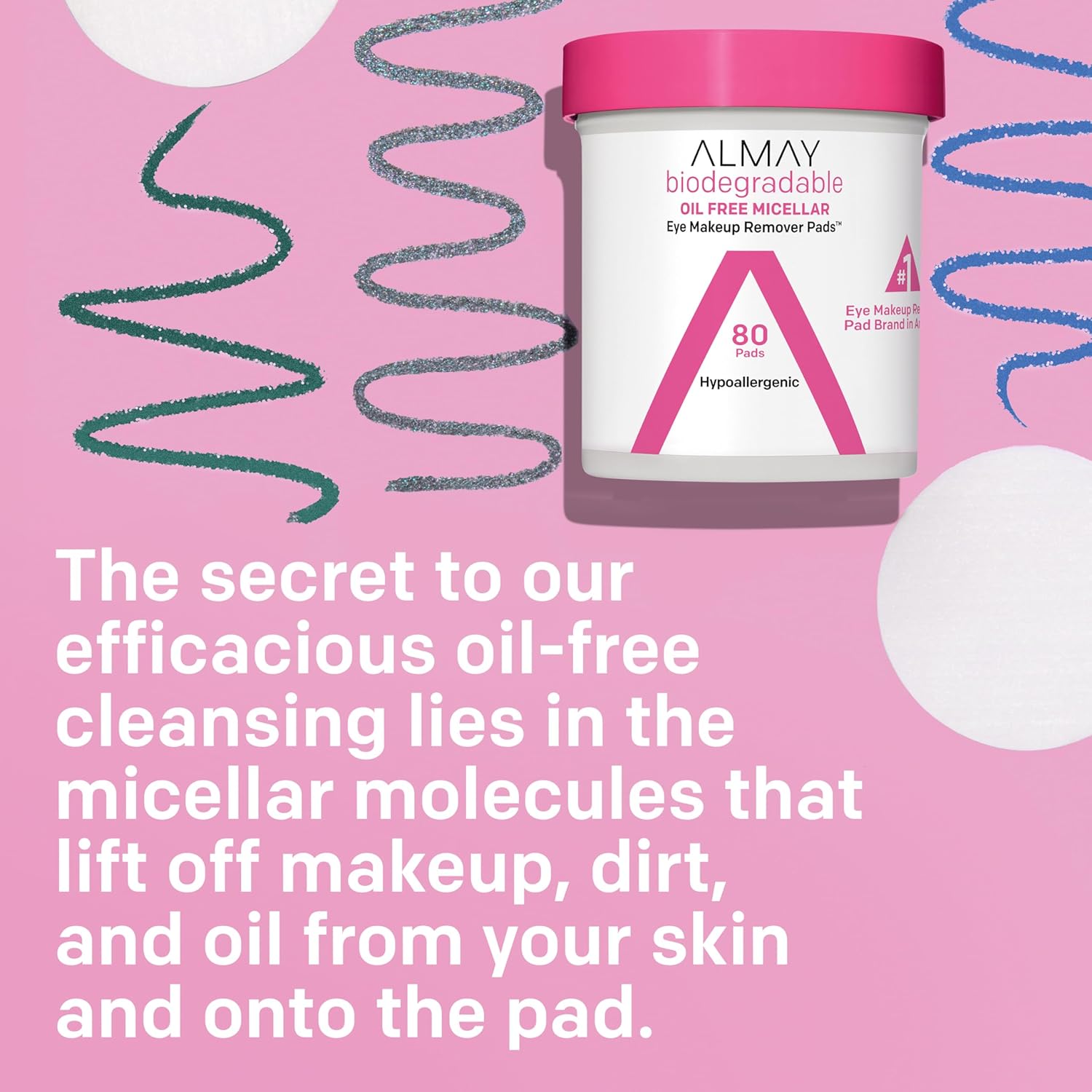 Almay Biodegradable Makeup Remover Pads, Micellar Gentle,