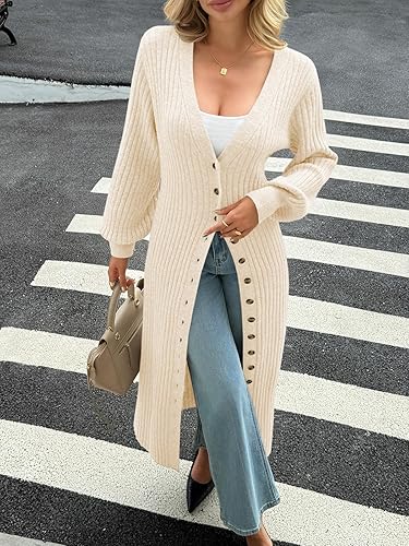 Saodimallsu Womens Long Cardigans V Neck Button Down - Image 6