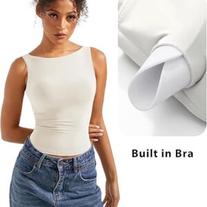 SUUKSESS Women Padded Open Back Boat Neck