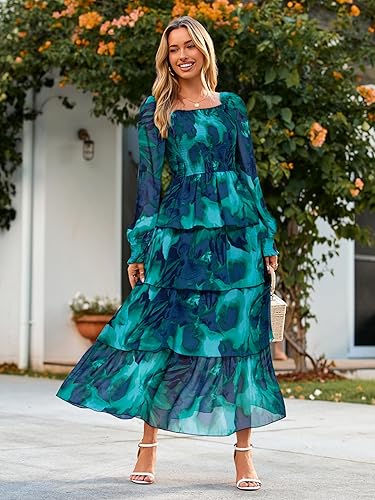 Simplee Womens Long Sleeve Floral Guest Dress Flowy - Image 9