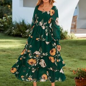 Simplee Womens Long Sleeve Floral Guest Dress Flowy