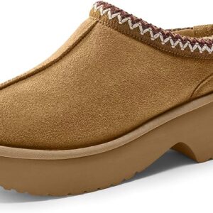 Vilanva Platform Clogs for Women Cozy Suede Fall Slippers