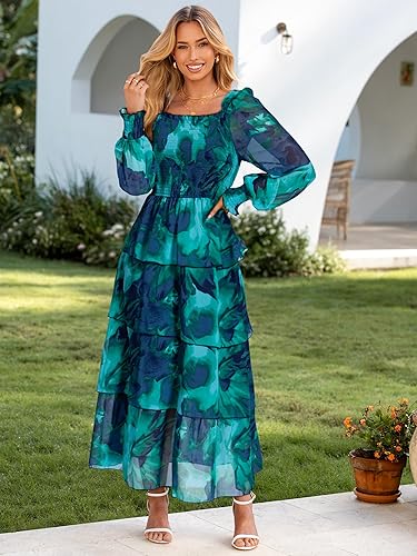Simplee Womens Long Sleeve Floral Guest Dress Flowy - Image 8