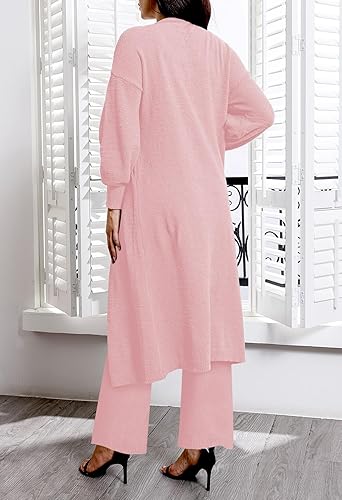 Fixmatti Women's Fuzzy 3 Piece Sweatsuit Open Front Cardigan - Image 8