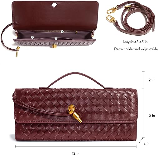 Woven Clutch Purses for Women, Formal Satchel Leather
