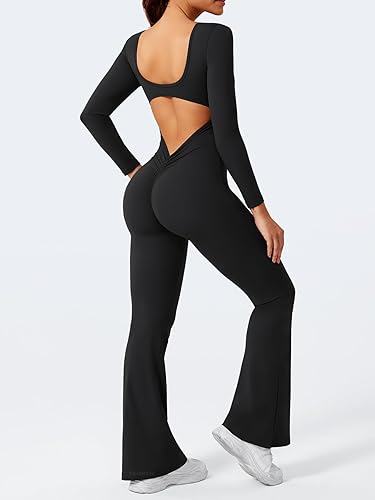 YEOREO One Piece Wide Leg Jumpsuits for Women Workout Long Sleeve - Image 6