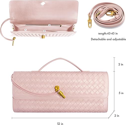 Woven Clutch Purses for Women, Formal Satchel Leather - Image 7