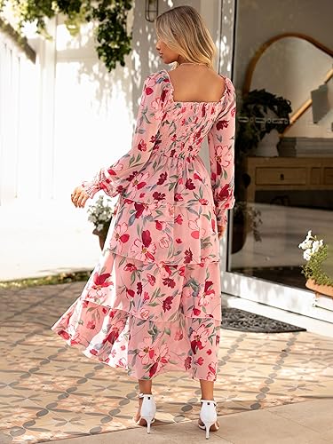 Simplee Womens Long Sleeve Floral Guest Dress Flowy - Image 5