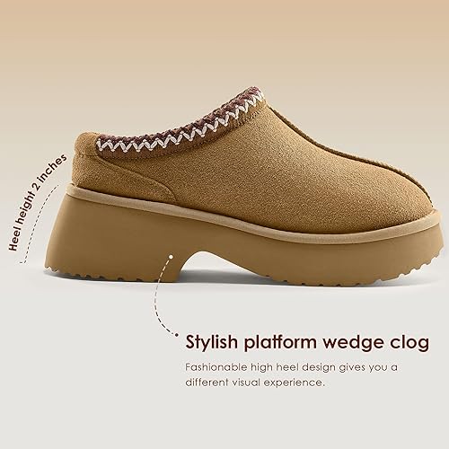 Vilanva Platform Clogs for Women Cozy Suede Fall Slippers - Image 6