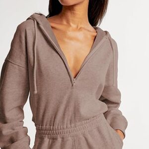 Jumpsuits for Women Casual Hoodie Long Sleeve Zip Up