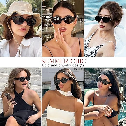 Mosanana Oval Retro Trendy Sunglasses for Women - Image 4