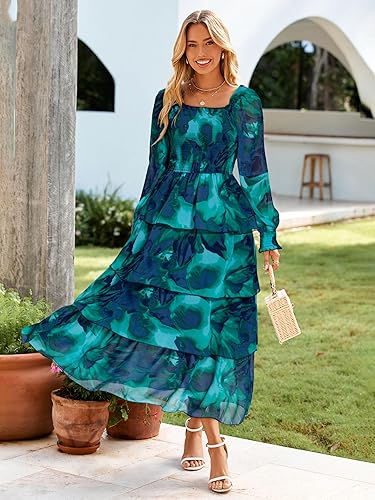 Simplee Womens Long Sleeve Floral Guest Dress Flowy - Image 7