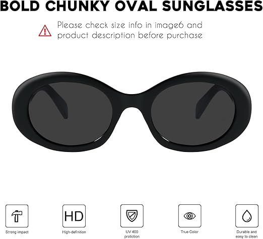 Mosanana Oval Retro Trendy Sunglasses for Women - Image 6