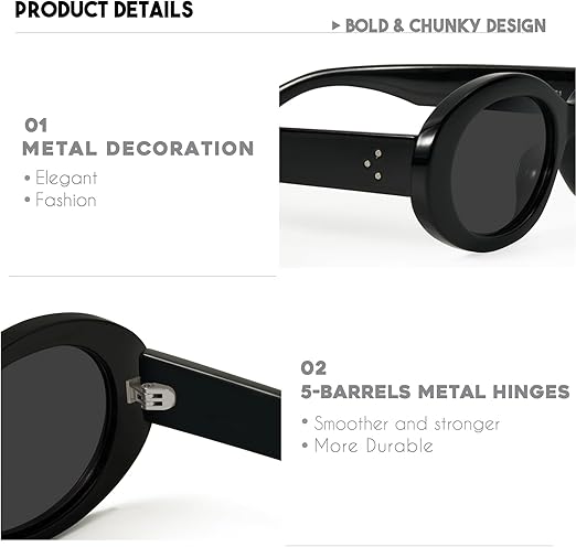 Mosanana Oval Retro Trendy Sunglasses for Women - Image 3