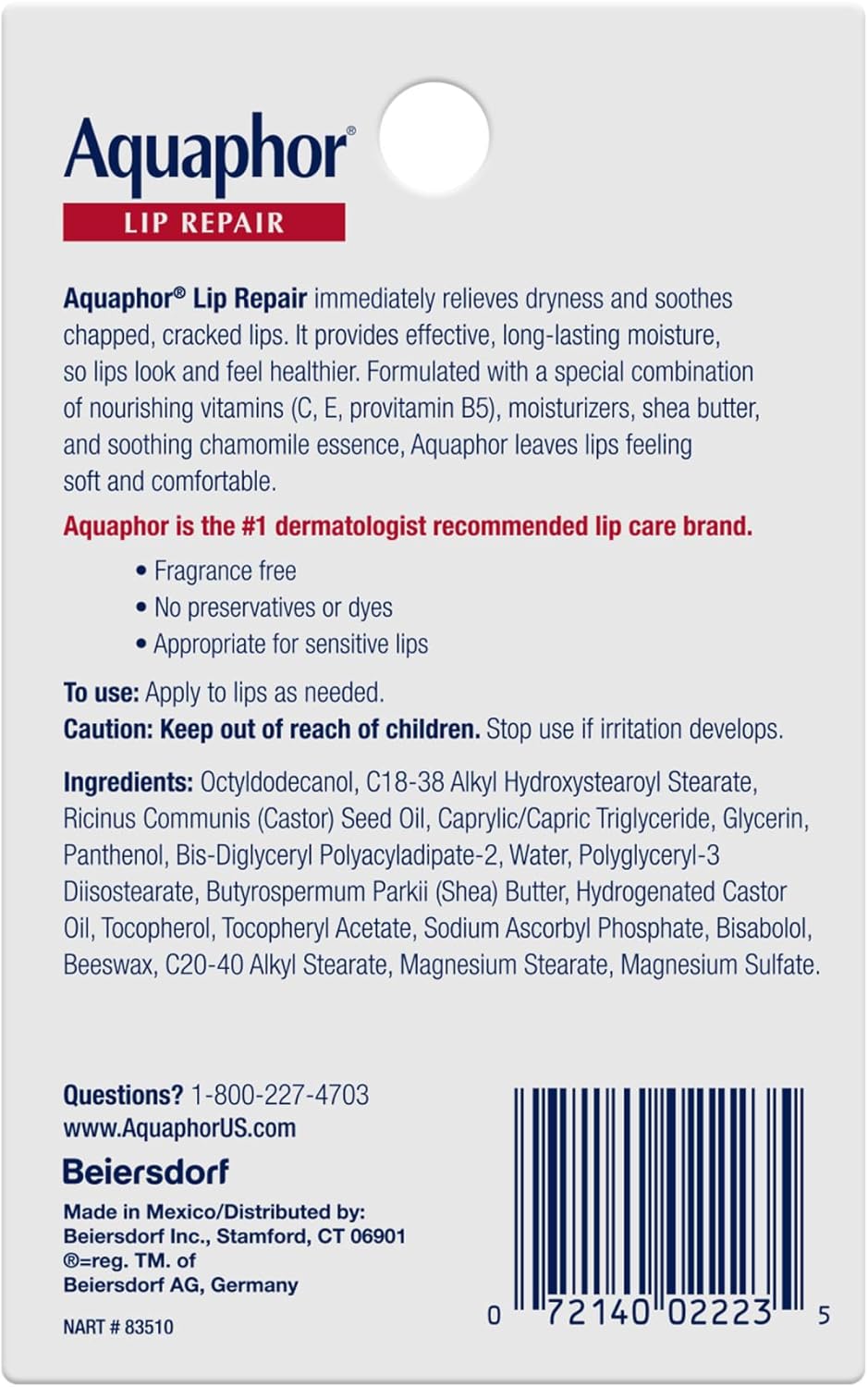 Aquaphor Lip Repair Ointment, Moisturizing Lip Balm - Image 3