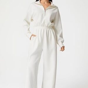 Jumpsuit Women's AirCotton Long-Sleeve Half-Zip High Waisted