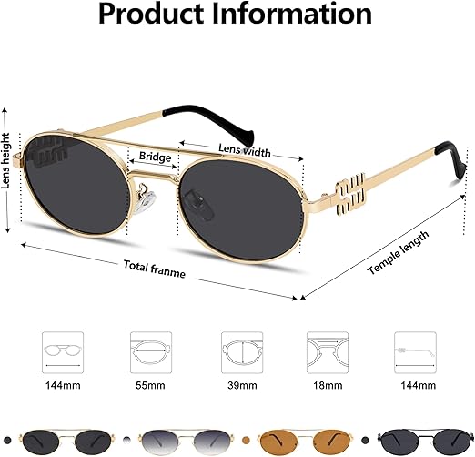 Retro Oval 90s Metal Sunglasses for Women, - Image 3