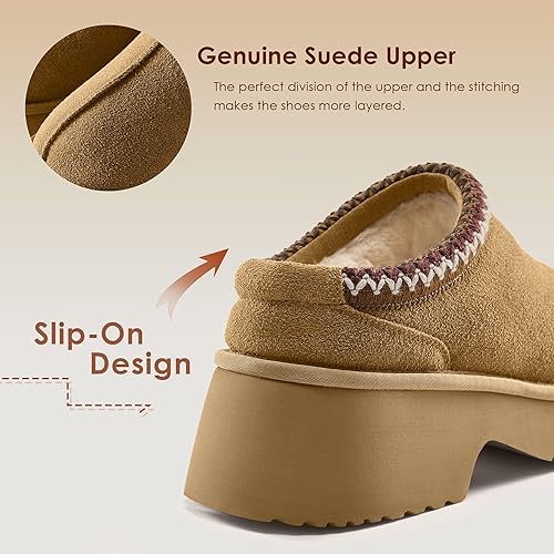 Vilanva Platform Clogs for Women Cozy Suede Fall Slippers - Image 4