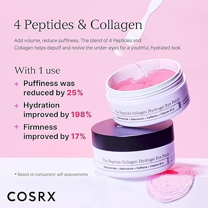 COSRX Pink Peptides Collagen Hydrogel Eye Patch for Puffy Eyes - Image 5