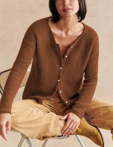 Lviefent Women Knit Cardigans Lightweight Casual Crew