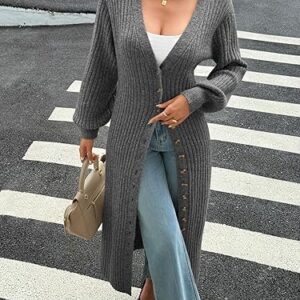 Saodimallsu Womens Long Cardigans V Neck Button Down