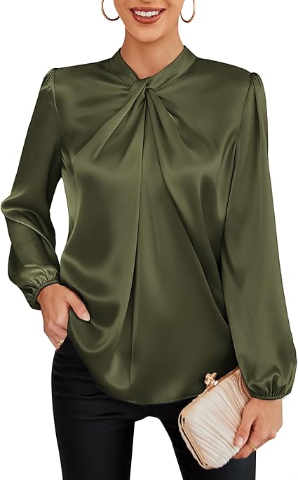 GRACE KARIN Women's Long Sleeve Satin Blouse