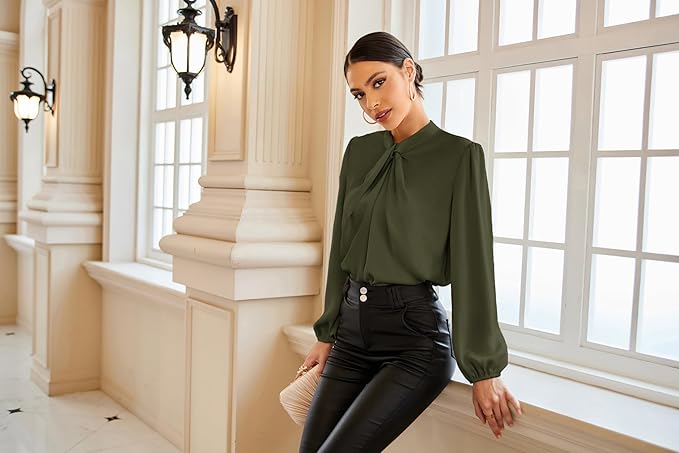 GRACE KARIN Women's Long Sleeve Satin Blouse