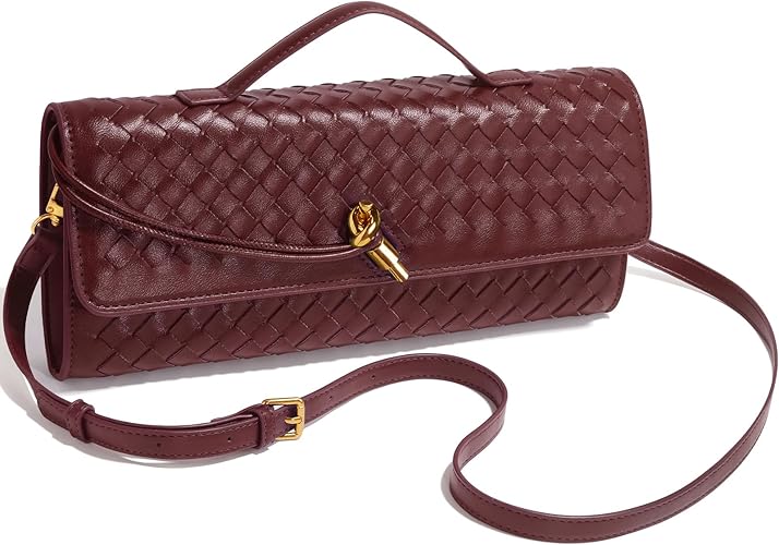 Woven Clutch Purses for Women, Formal Satchel Leather - Image 5