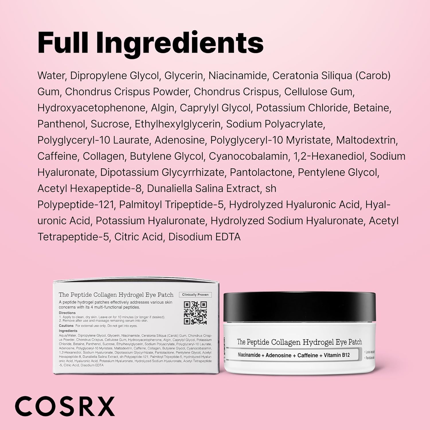 COSRX Pink Peptides Collagen Hydrogel Eye Patch for Puffy Eyes