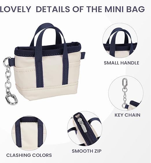 Coin Purse Mini Tote Bag Keychain Small Change Purse - Image 4