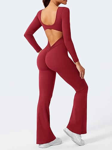 YEOREO One Piece Wide Leg Jumpsuits for Women Workout Long Sleeve - Image 5