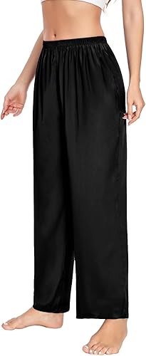 SWOMOG Women's Silk Satin Pajama Pants Longs Silky Pants - Image 3