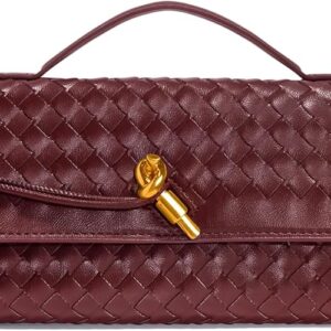 Woven Clutch Purses for Women, Formal Satchel Leather