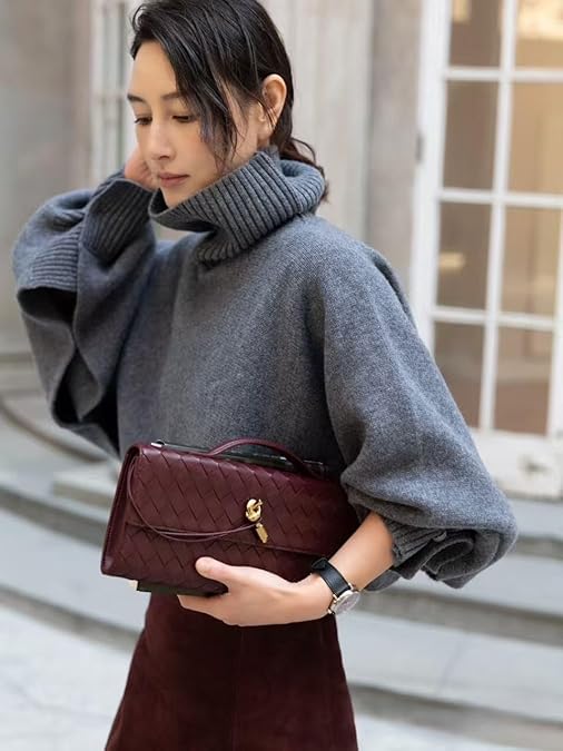 Woven Clutch Purses for Women, Formal Satchel Leather - Image 3