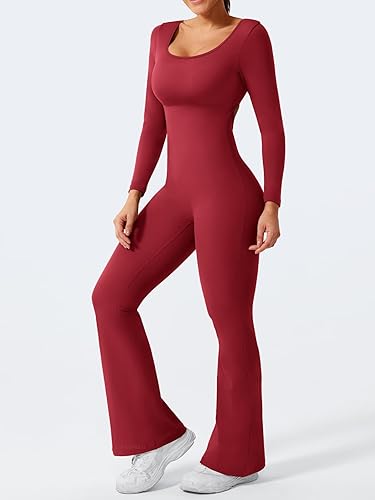 YEOREO One Piece Wide Leg Jumpsuits for Women Workout Long Sleeve - Image 4