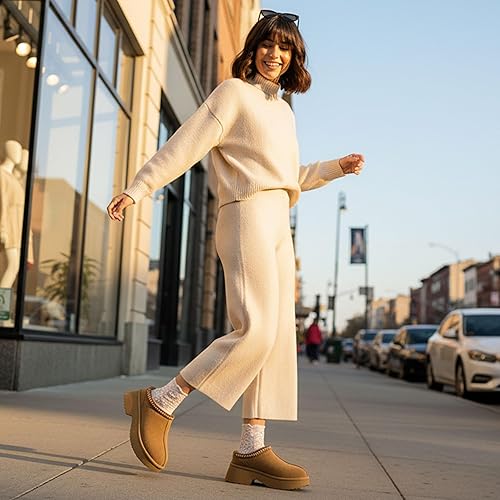 Vilanva Platform Clogs for Women Cozy Suede Fall Slippers