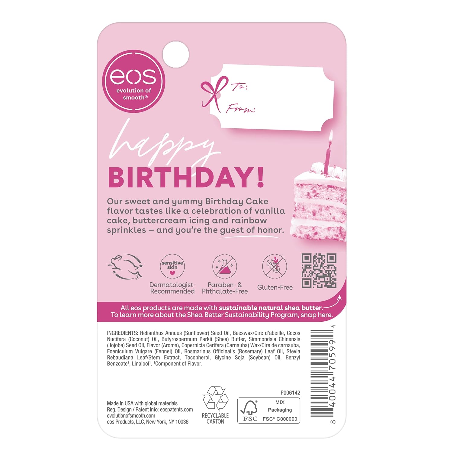 eos Natural Shea Lip Balm- Birthday Cake