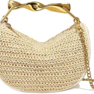 Straw Clutch Bag for Women Mini Satchel Purse Fashion Woven