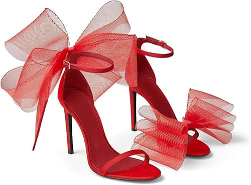 Women's Bow Heels Open Toe Stiletto Heels One Strap Party - Image 9