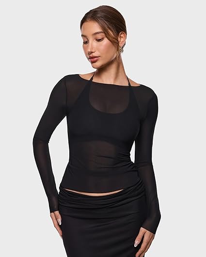 INLYRIC Women's Inbarely Soft Halter Bralette Open Back Backless